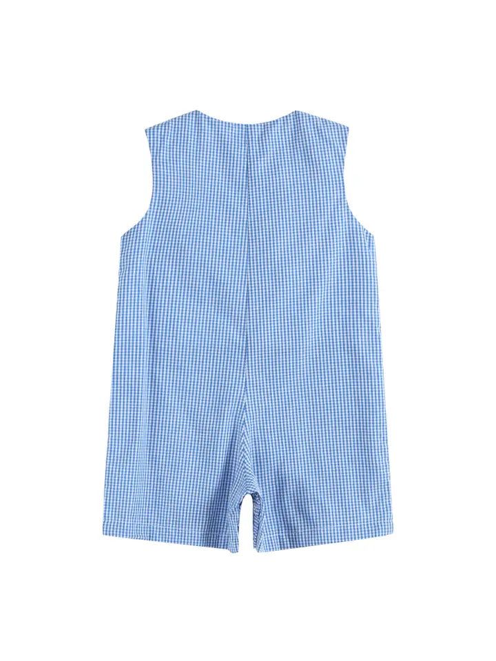 Happy 4th of July Blue Gingham Shortalls