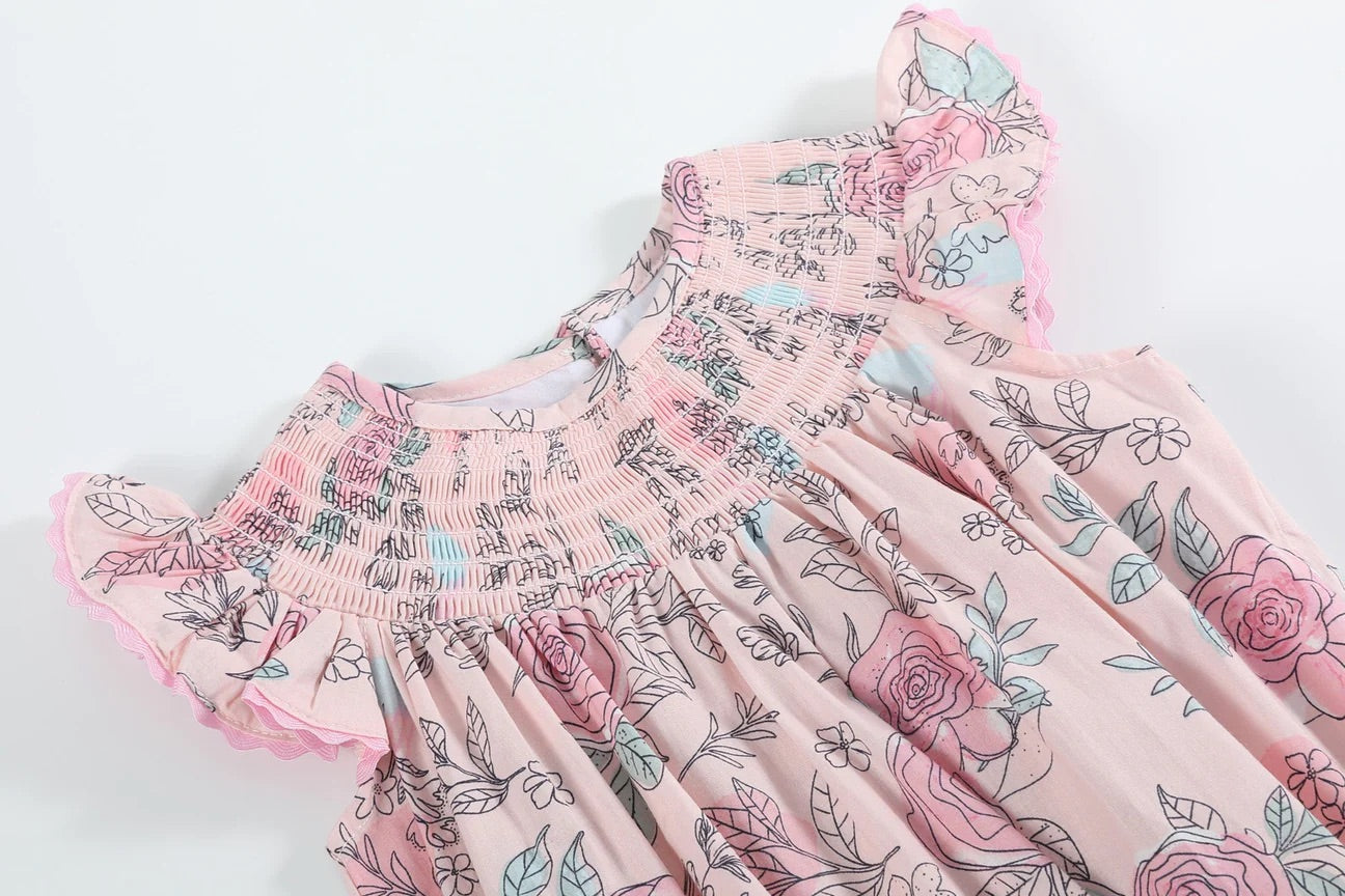 Pink Rose Smocked Bubble