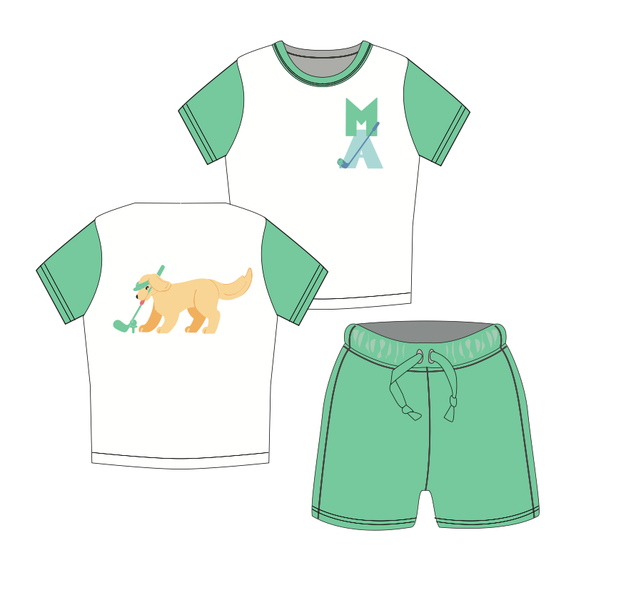 Short Sleeve Tee + Sporty Sweatshort Set - Golf Day