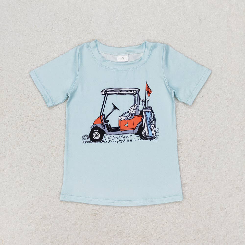 Baby Boys Blue Golf Cart Short Sleeve Tee Shirt