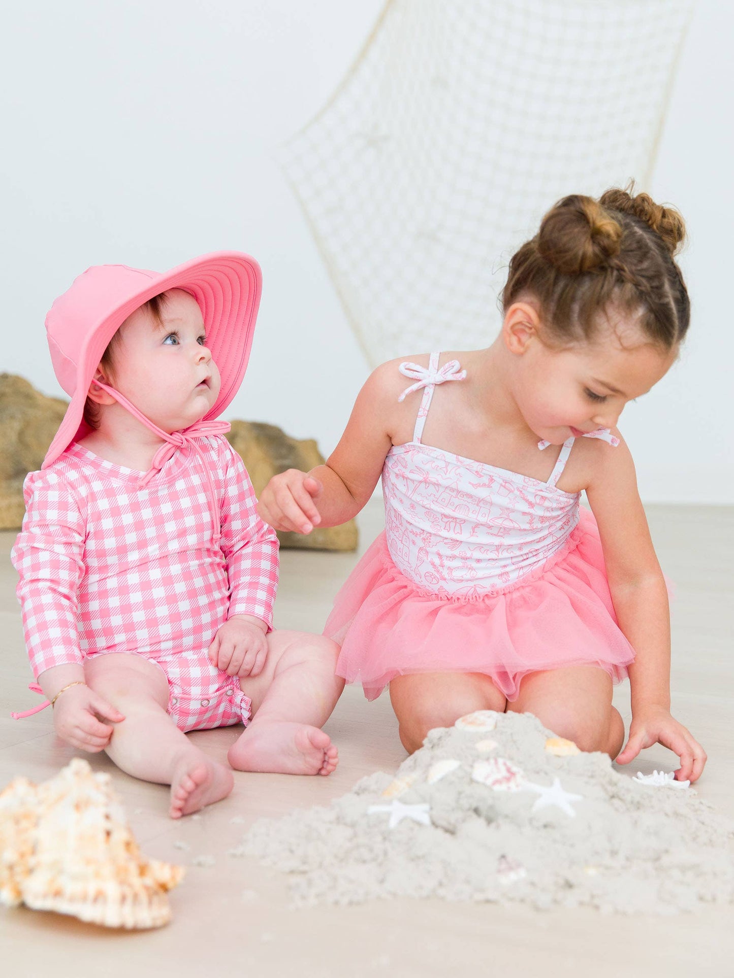 Girls By the Seaside Tulle Skirted Tie Shoulder One Piece