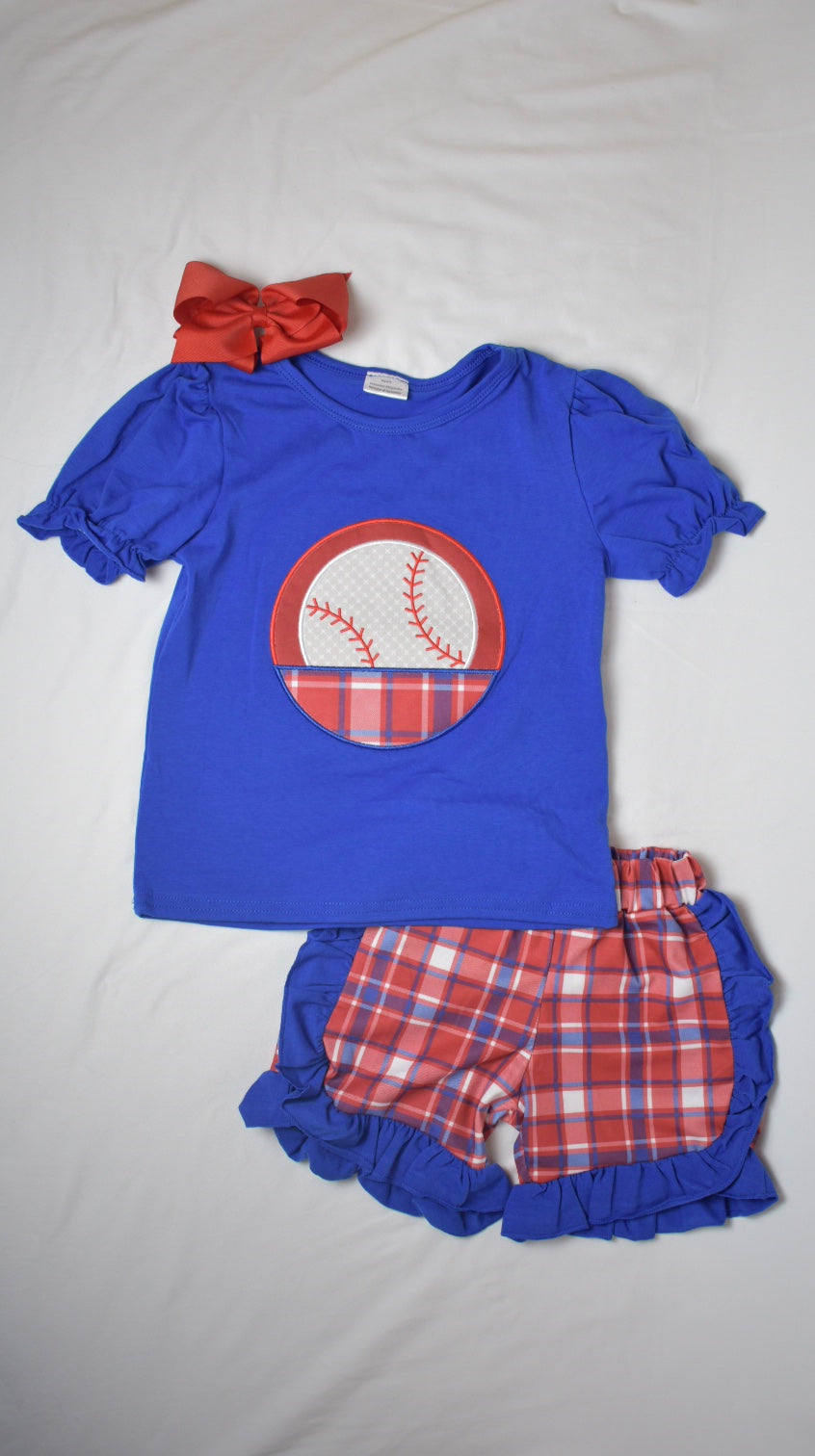 Blue Baseball Short Set