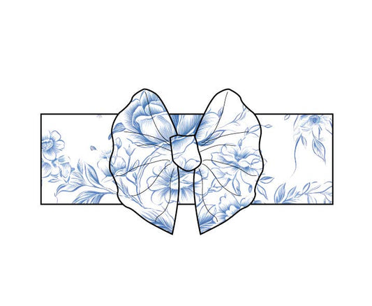 Blue Toile | Bamboo Bow | Baby Headwraps