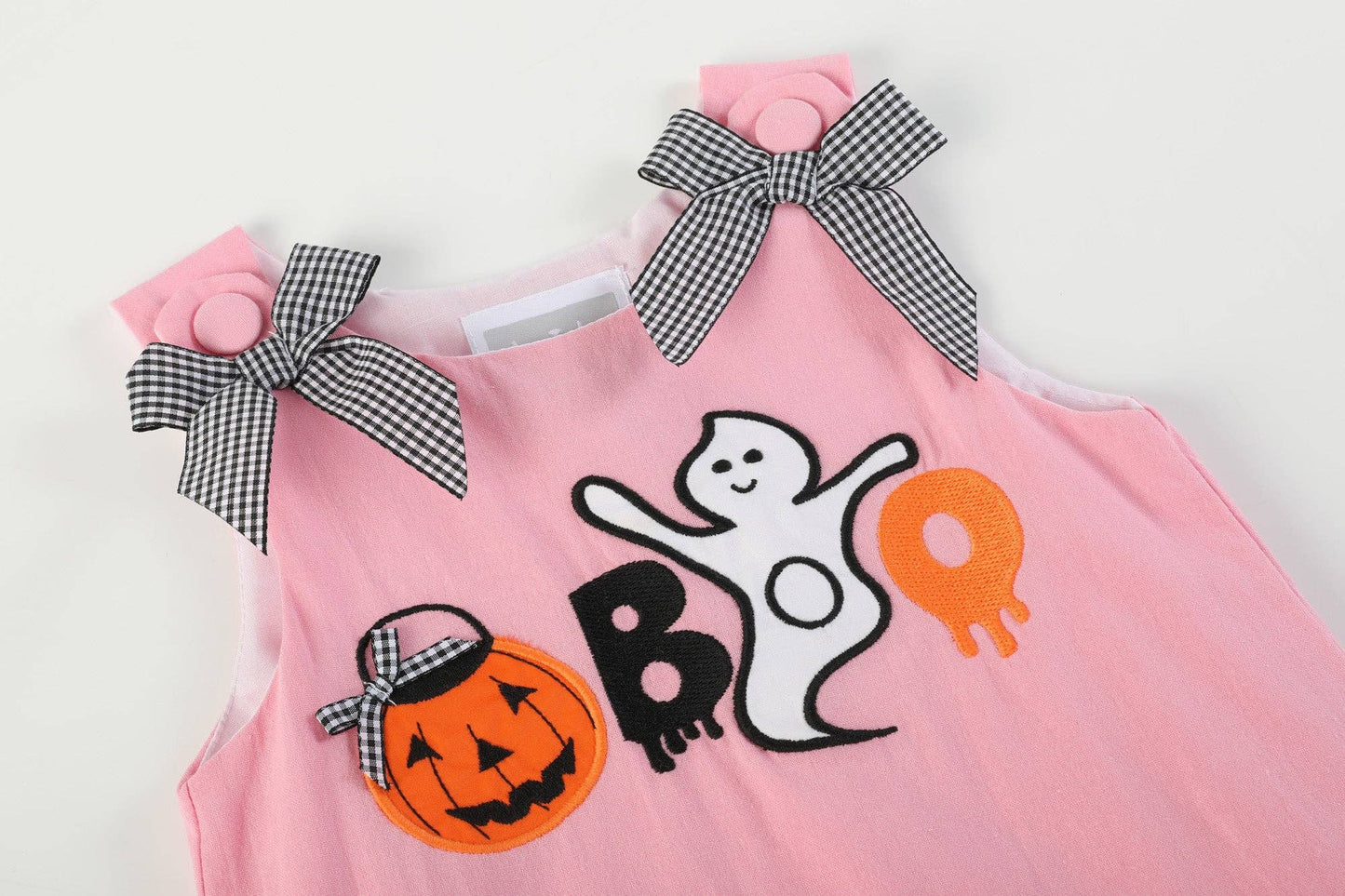 Pink Boo Halloween Bow Ruffle Dress