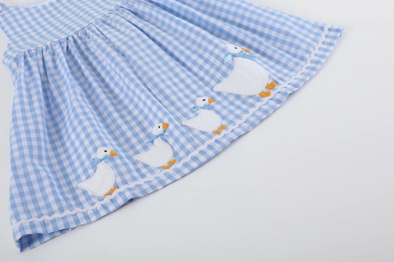 Blue Gingham Goose Dress