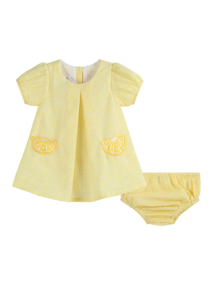 Yellow Lemon Dress and Panty Cover Set