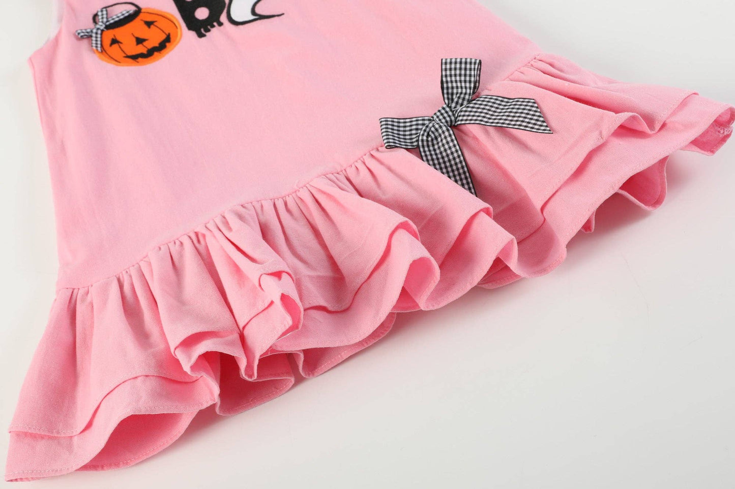 Pink Boo Halloween Bow Ruffle Dress