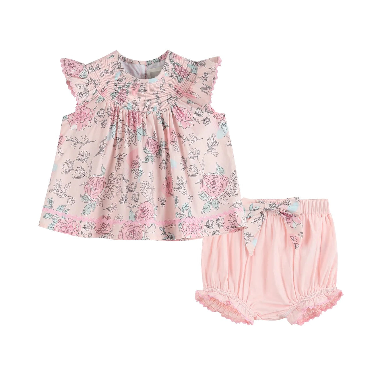 Pink Rose Smocked Set