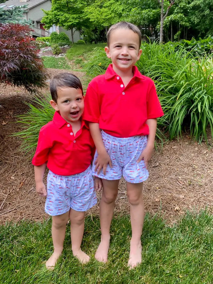 4th of July Vintage Car Polo Short Set