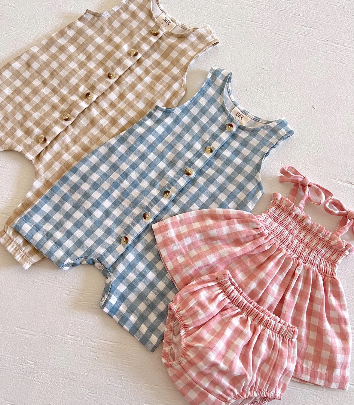 Blue Gingham / Organic Bay Shortie (Baby-Kids)