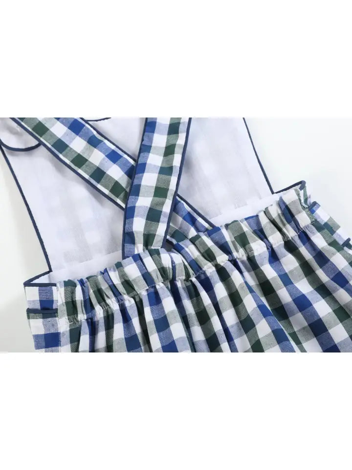 Blue and Green Criss Cross Shortalls