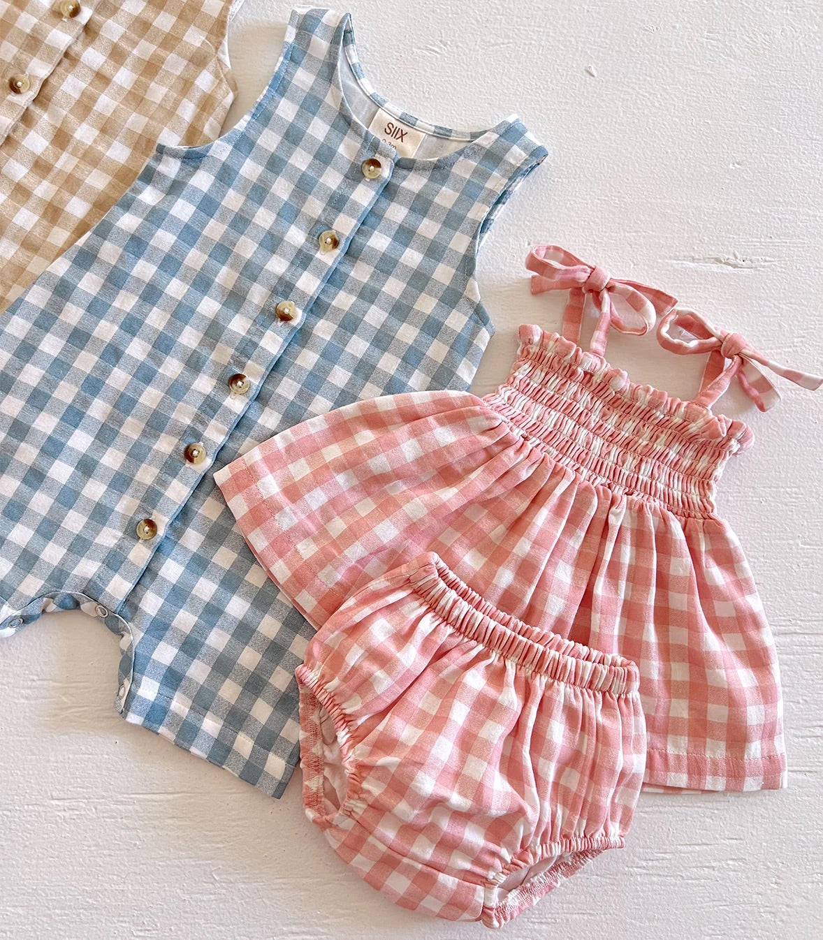 Blue Gingham / Organic Bay Shortie (Baby-Kids)