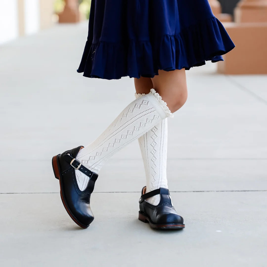 Ivory Fancy Lace Top Knee High Socks