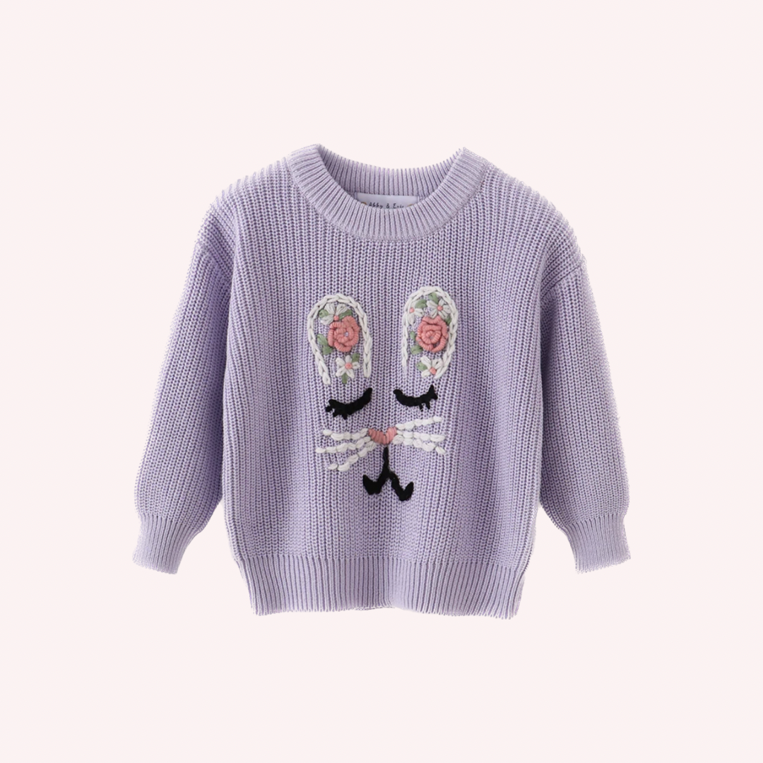 Hand Embroidered Bunny Sweater