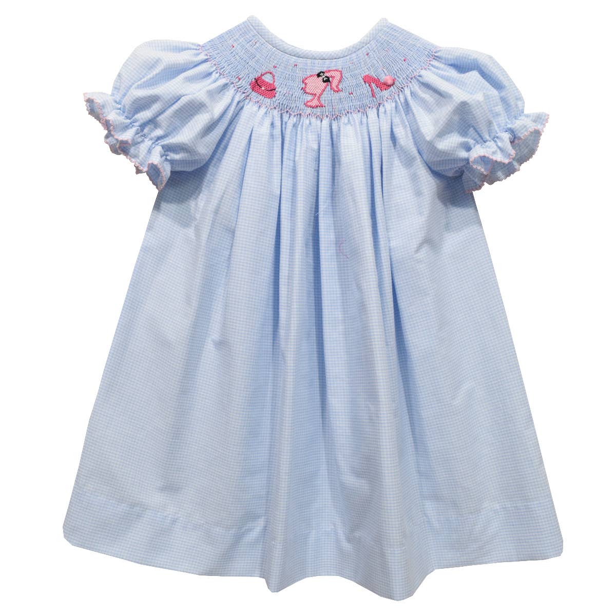 Pink World Smocked Light Blue Short Sleeve Girls Bishop