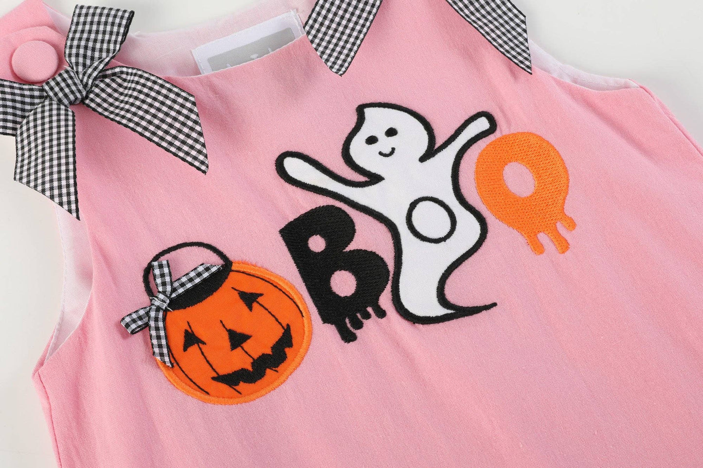 Pink Boo Halloween Bow Ruffle Dress