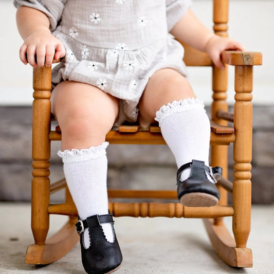 White Lace Top Knee High Sock