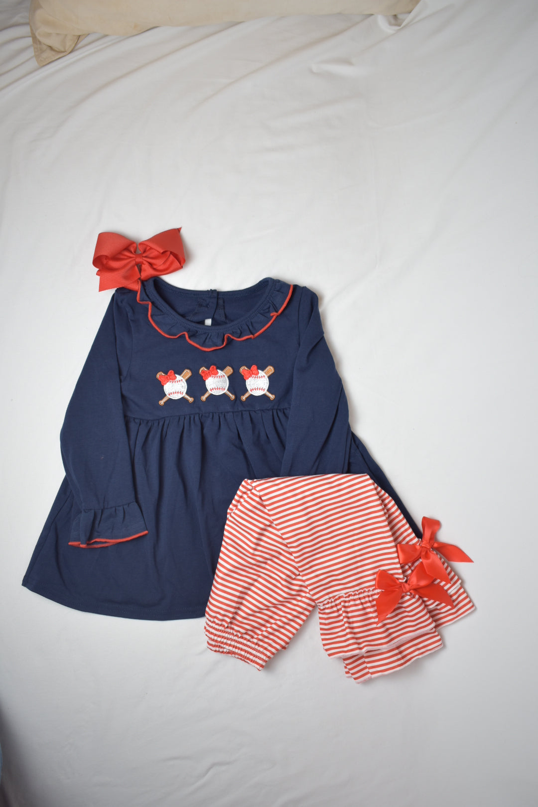 Navy Baseball Pant Set - Girl