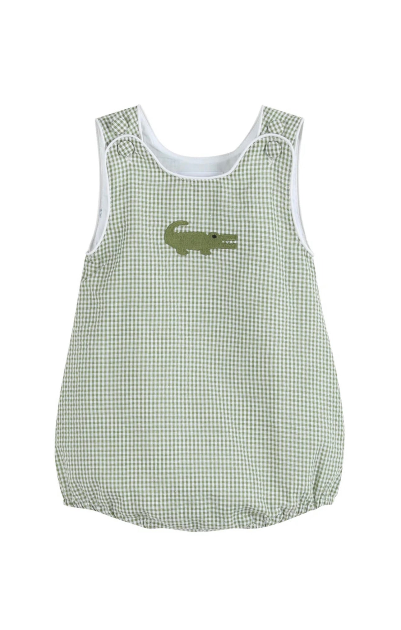 Green Gingham Alligator Bubble Romper