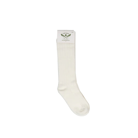 Unisex White Ribbed Socks