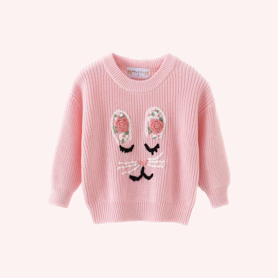 Hand Embroidered Bunny Sweater