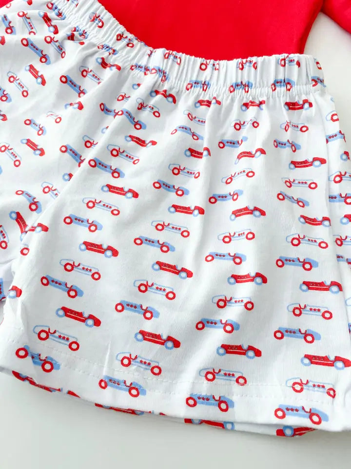 4th of July Vintage Car Polo Short Set